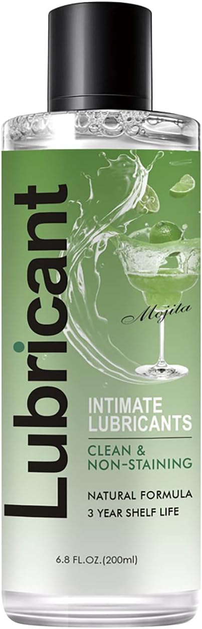 No Rinse Water-Based Personal Lubricant, No-Residue Flavored Lube, Intimate Longlasting Non-Sticky Gel for Couples Massage - 6.8 Oz (Mojito)