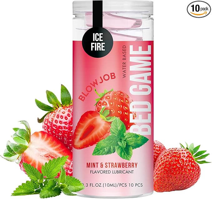 Flavored Edible Lube for Oral Blowjob Jelly Sex Oral Water for Couple Adult, No Rinse Lubricant 10 -Pack (Strawberry & Mint)